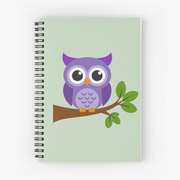 Item preview, Cute Purple Owl on Tree Branch - Kawaii Cartoon Animal Illustration designed and sold by Emanemoo.