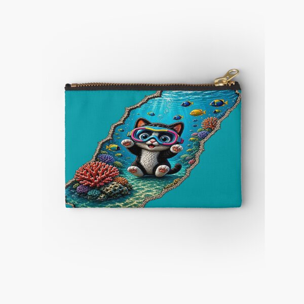 Item preview, Cute Scuba Cat Underwater World - 3D Ripped Wall Coral Reef Art designed and sold by Breezes-of-Ida.