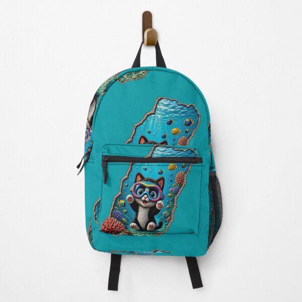 Item preview, Cute Scuba Cat Underwater World - 3D Ripped Wall Coral Reef Art designed and sold by Breezes-of-Ida.
