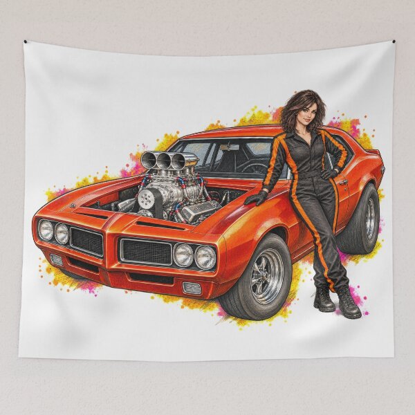 Item preview, Orange Fury — Supercharged Muscle Car Sketch designed and sold by Russell Thorne.