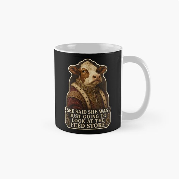 Item preview, She Said She Was Just Going To Look Shirt, Funny Farm Cow T-Shirt, Feed Store Humor Tee, Farmer Wife Gift Shirt, Vintage Renaissance Cow Graphic designed and sold by TshirtsLabs.