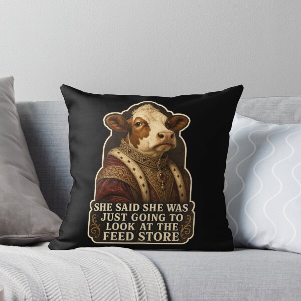 Item preview, She Said She Was Just Going To Look Shirt, Funny Farm Cow T-Shirt, Feed Store Humor Tee, Farmer Wife Gift Shirt, Vintage Renaissance Cow Graphic designed and sold by TshirtsLabs.