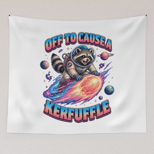 Item preview, Retro Neon Space Raccoon Surfing a Comet - Funny Synthwave Animal Art designed and sold by SIMPLY ART.