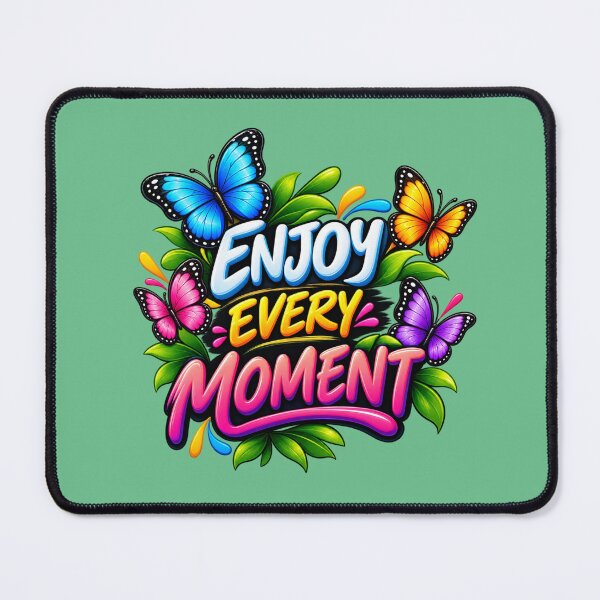 Item preview, Vibrant Butterfly Enjoy Every Moment Quote Graphic designed and sold by ShivCraftStudio.