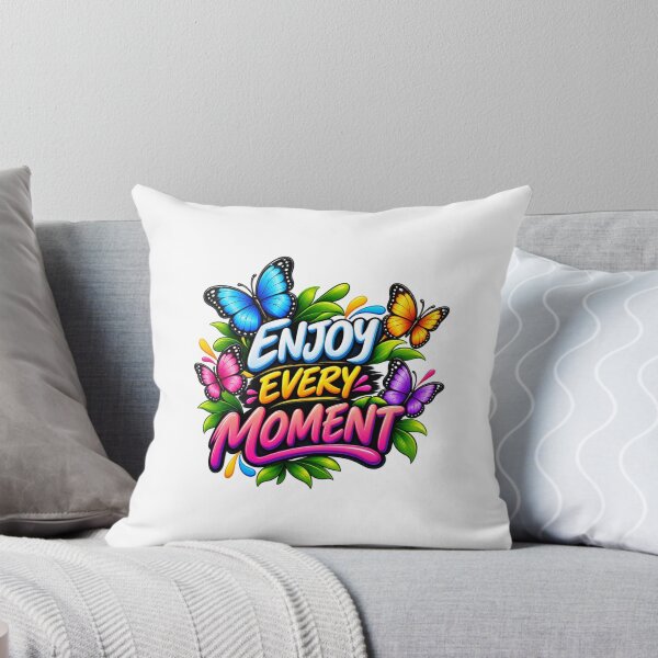 Item preview, Vibrant Butterfly Enjoy Every Moment Quote Graphic designed and sold by ShivCraftStudio.