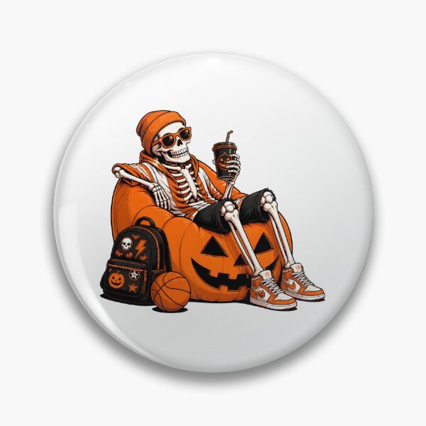 Item preview, Skeleton Playing basketball Relaxing on Pumpkin Halloween designed and sold by Dmo3HarkoArt.