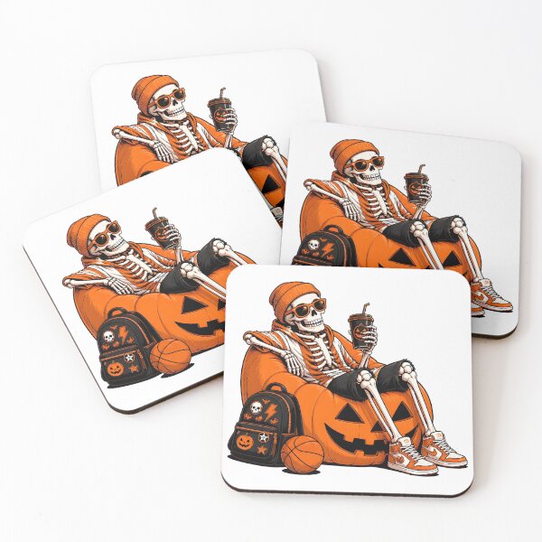 Item preview, Skeleton Playing basketball Relaxing on Pumpkin Halloween designed and sold by Dmo3HarkoArt.