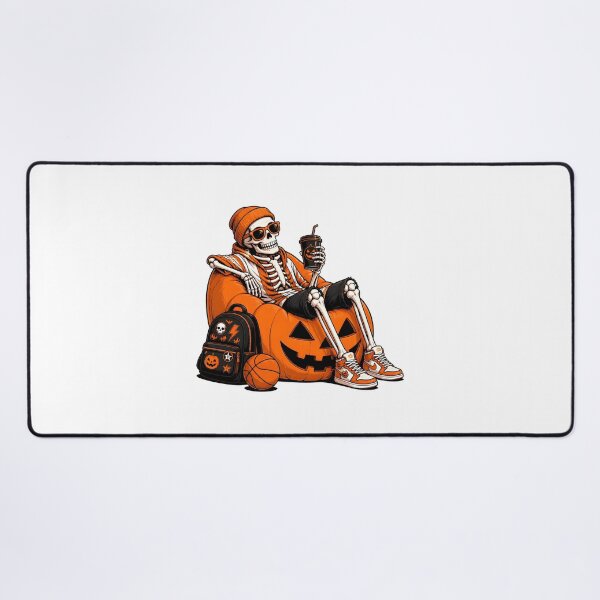 Item preview, Skeleton Playing basketball Relaxing on Pumpkin Halloween designed and sold by Dmo3HarkoArt.