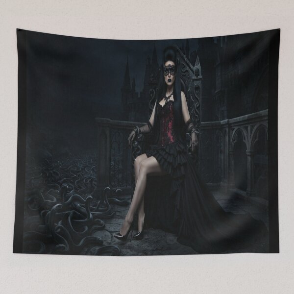 Item preview, Gothic Queen in Black Gown with Snake Army Dark Fantasy Art designed and sold by AfresStudio.
