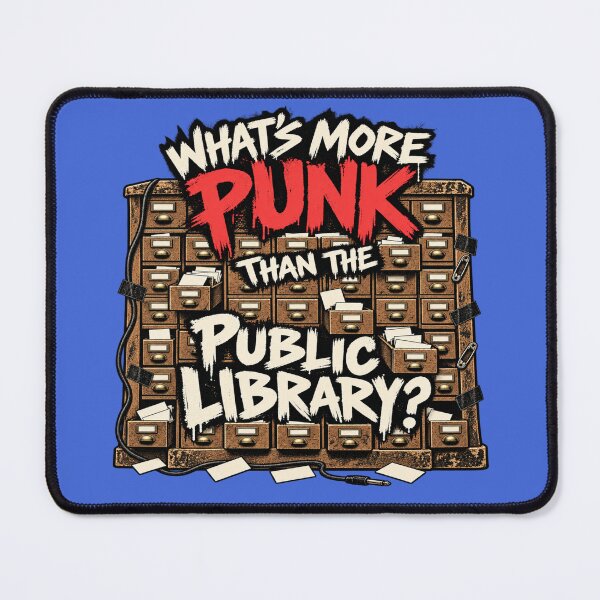 Item preview, Punk Librarian Card Catalog Wall of Sound designed and sold by POD DYNASTY | Original Print On Demand T-Shirt Graphics.