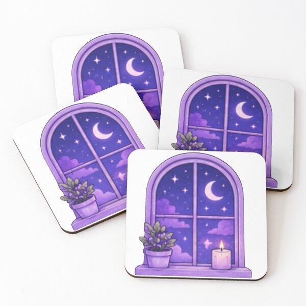 Item preview, Purple Moonlit Window – Cozy Night Aesthetic designed and sold by Kiralemon.