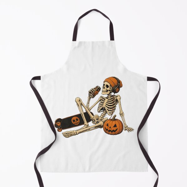 Item preview, Skeleton Skateboarding Relaxing with Jack-o'-lantern and Drink designed and sold by Dmo3HarkoArt.