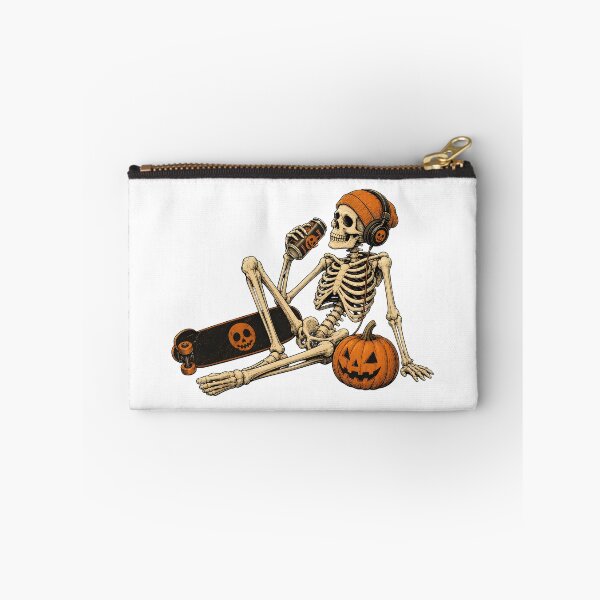 Item preview, Skeleton Skateboarding Relaxing with Jack-o'-lantern and Drink designed and sold by Dmo3HarkoArt.