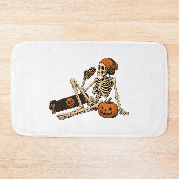 Item preview, Skeleton Skateboarding Relaxing with Jack-o'-lantern and Drink designed and sold by Dmo3HarkoArt.