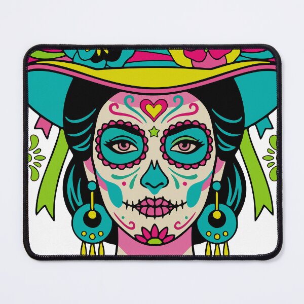 Item preview, Colorful Catrina Marigold Sugar Skull Art designed and sold by Ojo de Lilith.
