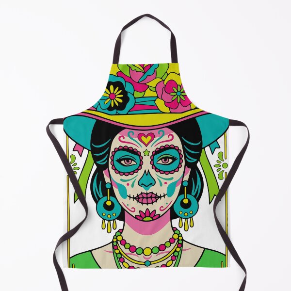 Item preview, Colorful Catrina Marigold Sugar Skull Art designed and sold by Ojo de Lilith.