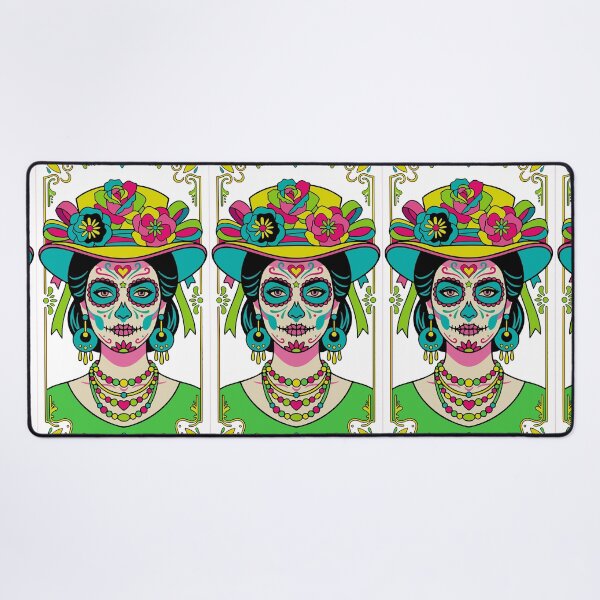Item preview, Colorful Catrina Marigold Sugar Skull Art designed and sold by Ojo de Lilith.