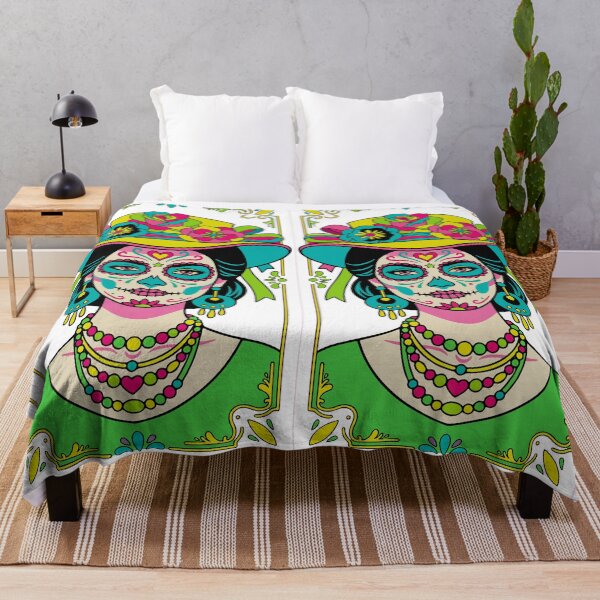Item preview, Colorful Catrina Marigold Sugar Skull Art designed and sold by  Ojo de Lilith.