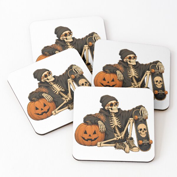 Item preview, Skeleton Skateboarding Relaxing with Pumpkin and Energy designed and sold by Dmo3HarkoArt.