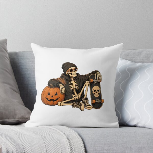 Item preview, Skeleton Skateboarding Relaxing with Pumpkin and Energy designed and sold by Dmo3HarkoArt.