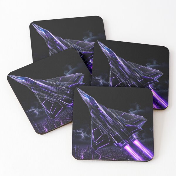 Item preview, Cyberpunk Stealth Fighter Jet - Neon Purple Afterburners designed and sold by LazyDayzCo.
