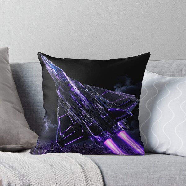 Item preview, Cyberpunk Stealth Fighter Jet - Neon Purple Afterburners designed and sold by LazyDayzCo.