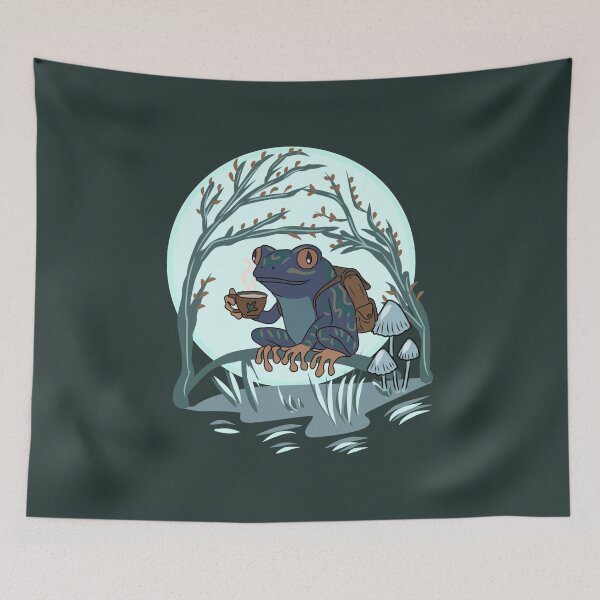 Item preview, Frog Moon Coffee Goblincore Aesthetic Vintage Dark Academia Forest Art designed and sold by LeshanArt.