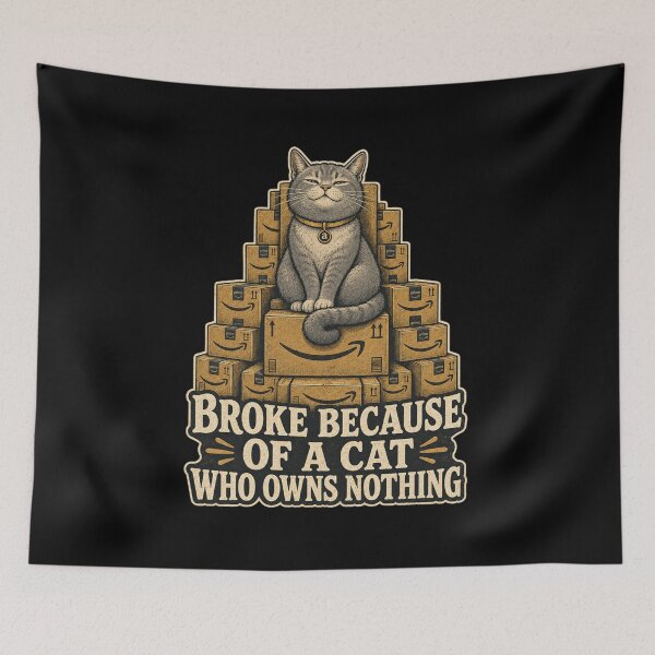 Item preview, Broke Because Of A Cat Who Owns Nothing Shirt, Funny Cat Owner T-Shirt, Cat Mom Tee, Cat Lover Gift Shirt, Vintage Funny Pet Graphic designed and sold by TshirtsLabs.