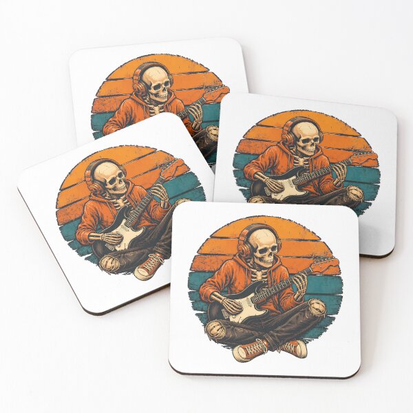 Item preview, Skeleton Playing the guitar Retro Sunset designed and sold by Dmo3HarkoArt.