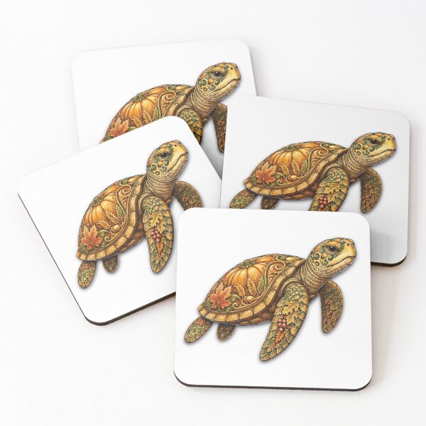 Item preview, Autumn Pumpkin Turtle | Fall Leaves & Pumpkin Sea Turtle | Ocean Autumn Collection designed and sold by Zaru Art Studio.