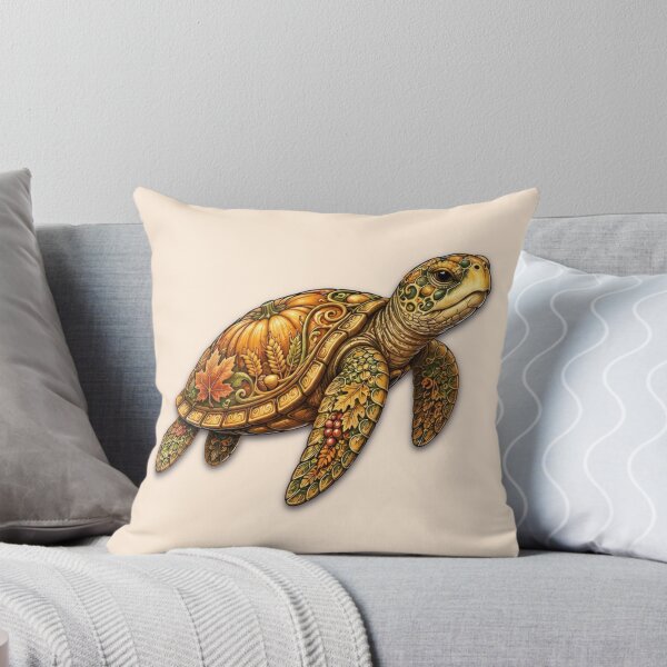Item preview, Autumn Pumpkin Turtle | Fall Leaves & Pumpkin Sea Turtle | Ocean Autumn Collection designed and sold by Zaru Art Studio.