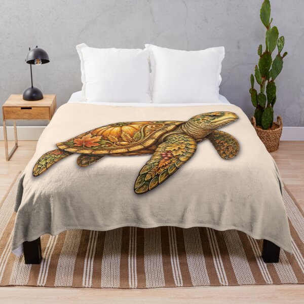 Item preview, Autumn Pumpkin Turtle | Fall Leaves & Pumpkin Sea Turtle | Ocean Autumn Collection designed and sold by Zaru Art Studio.