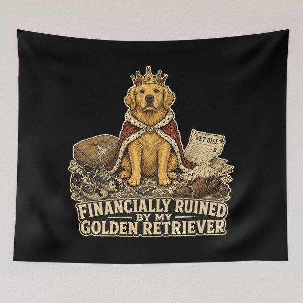 Item preview, Financially Ruined By My Golden Retriever Shirt, Funny Dog Owner T-Shirt, Golden Retriever Mom Tee, Dog Lover Gift Shirt, Vintage Funny Pet Graphic designed and sold by TshirtsLabs.
