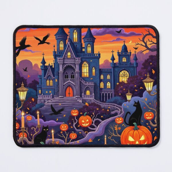 Item preview, Midnight Pumpkin Castle – Gothic Halloween Haunted Manor Seamless Pattern designed and sold by Dream Bloom Gallery.