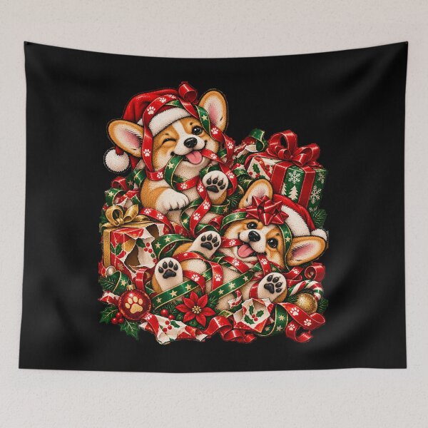 Item preview, Santa’s Shortest Helper – Funny Corgi Christmas designed and sold by Crystal-Tree.