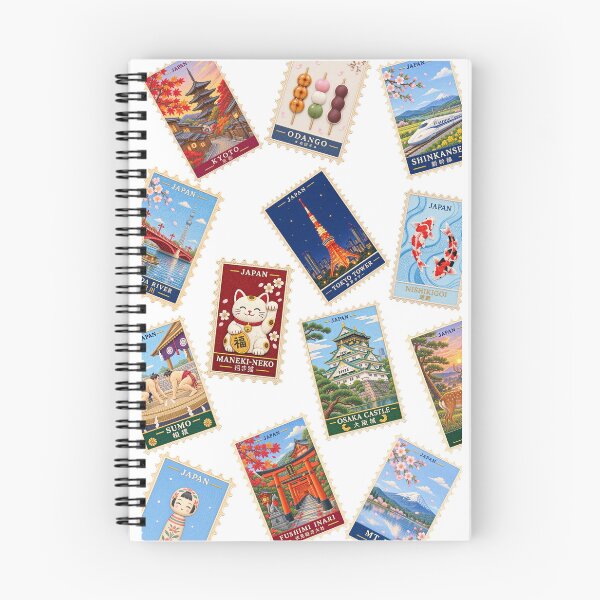 Item preview, Little Post from Japan – Embroidered Stamp Collage Notebook, Japanese Travel Art Journal designed and sold by Little Post from Japan.