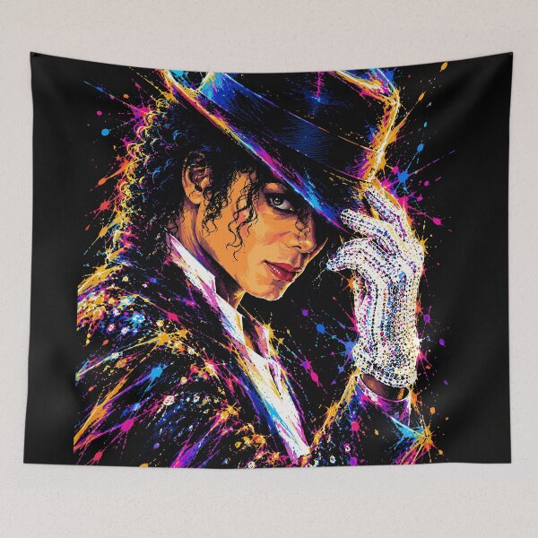 Item preview, Michael Jackson Neon Paint Splatter - Vibrant Pop Music Legend Art Illustration designed and sold by arfindo-indra.