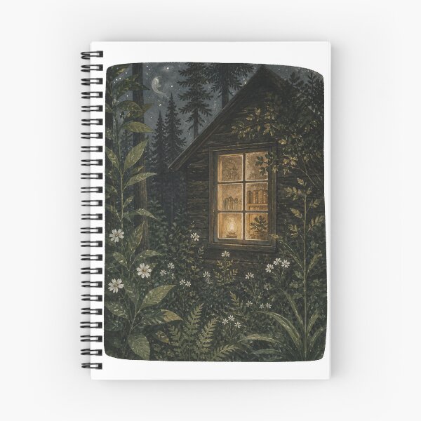 Item preview, Moonlit Cabin Shirt | Cozy Forest Night Landscape Graphic Tee designed and sold by SleepyLlamaClothes.