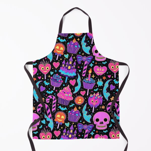 Item preview, Neon Gothic Candy Moon – Cute Halloween Skull & Cupcake Seamless Pattern designed and sold by Dream Bloom Gallery.