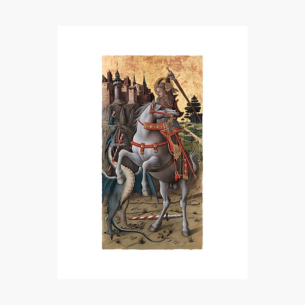 Item preview, Saint George Slaying the Dragon by Carlo Crivelli - Renaissance Medieval Artwork High Quality HD designed and sold by richard143.