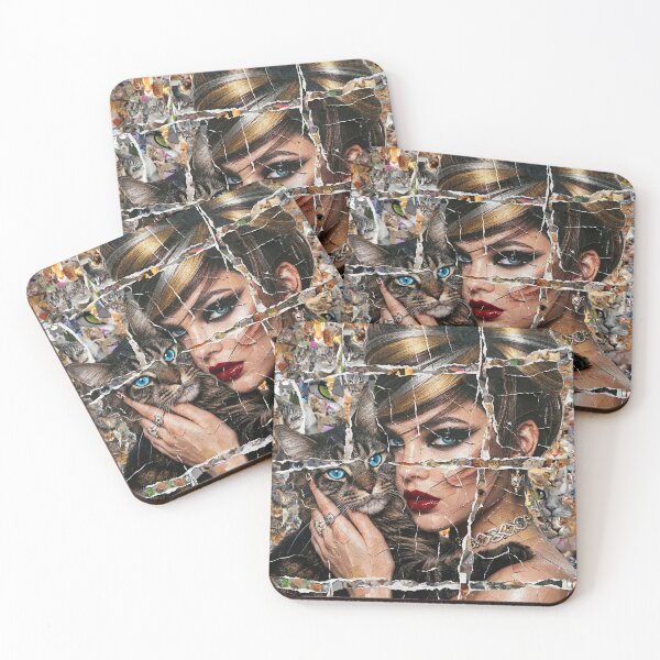 Item preview, Collage of a Woman and a Cat designed and sold by ataliarts.