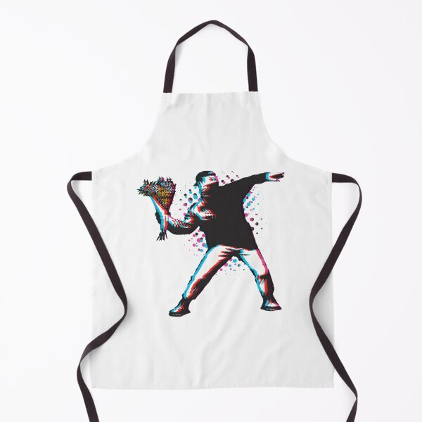 Item preview, Banksy Style Graffiti Art Featuring Anarchist Throwing Flowers with Retro Anaglyph Effect on Black Background designed and sold by richard143.