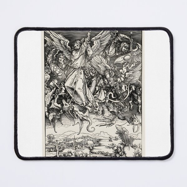 Item preview, Saint Michael Fighting the Dragon Medieval Fine Art Vintage Style by Albrecht Dürer HD Quality designed and sold by richard143.