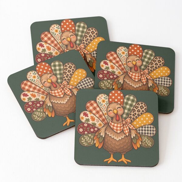 Item preview, Thanksgiving Turkey Patchwork Folk Art Autumn Illustration designed and sold by AmiGraph.