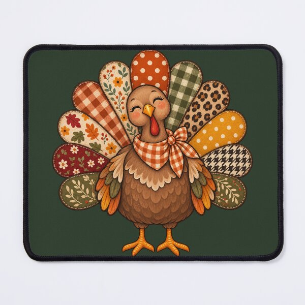 Item preview, Thanksgiving Turkey Patchwork Folk Art Autumn Illustration designed and sold by AmiGraph.