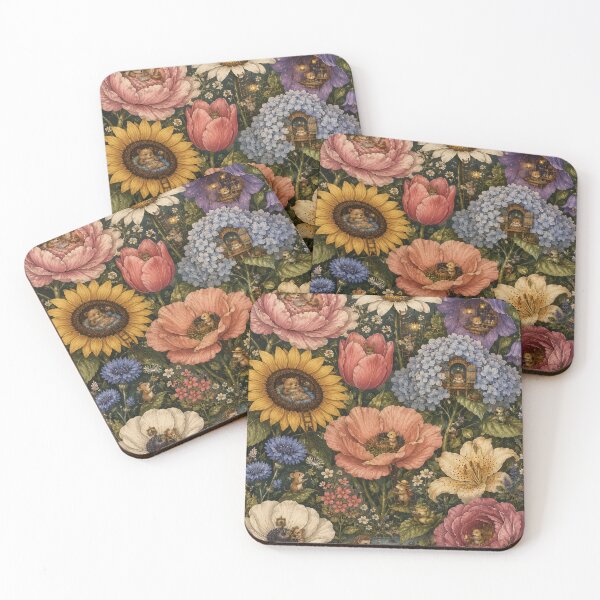 Item preview, Cottagecore Woodland Mice Floral Storybook Art designed and sold by SleepyLlamaClothes.