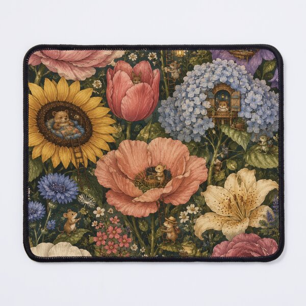Item preview, Cottagecore Woodland Mice Floral Storybook Art designed and sold by SleepyLlamaClothes.