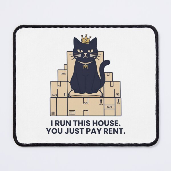 Item preview, I Run This House You Just Pay Rent Royal Cat On Throne Funny Sticker designed and sold by its.shivang.
