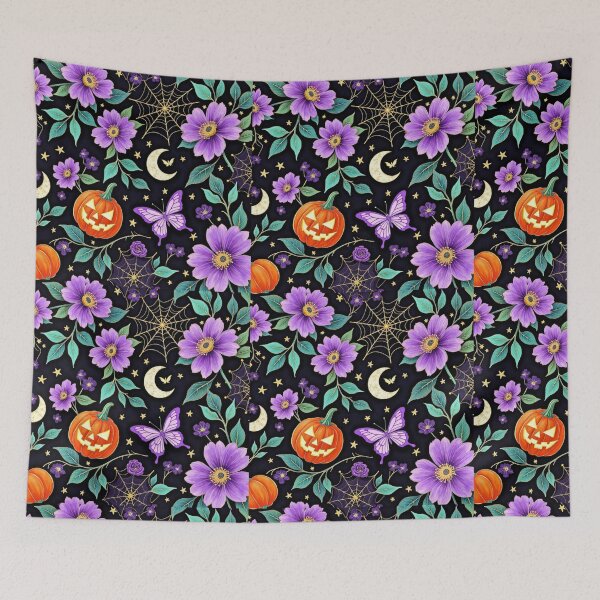 Item preview, Enchanted Moonlit Garden – Gothic Floral Halloween Seamless Pattern designed and sold by Dream Bloom Gallery.