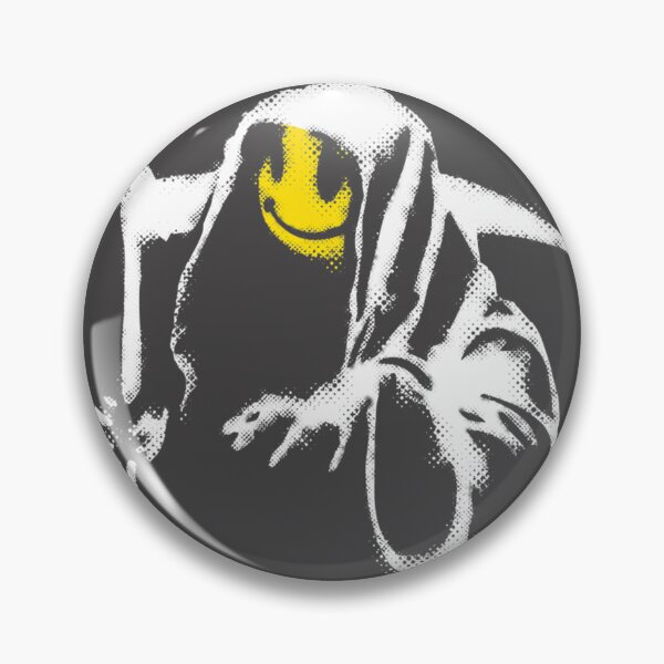 Item preview, Banksy Style Graffiti Grim Reaper with Smiley Face on Yellow and Black Background High Quality Design designed and sold by richard143.